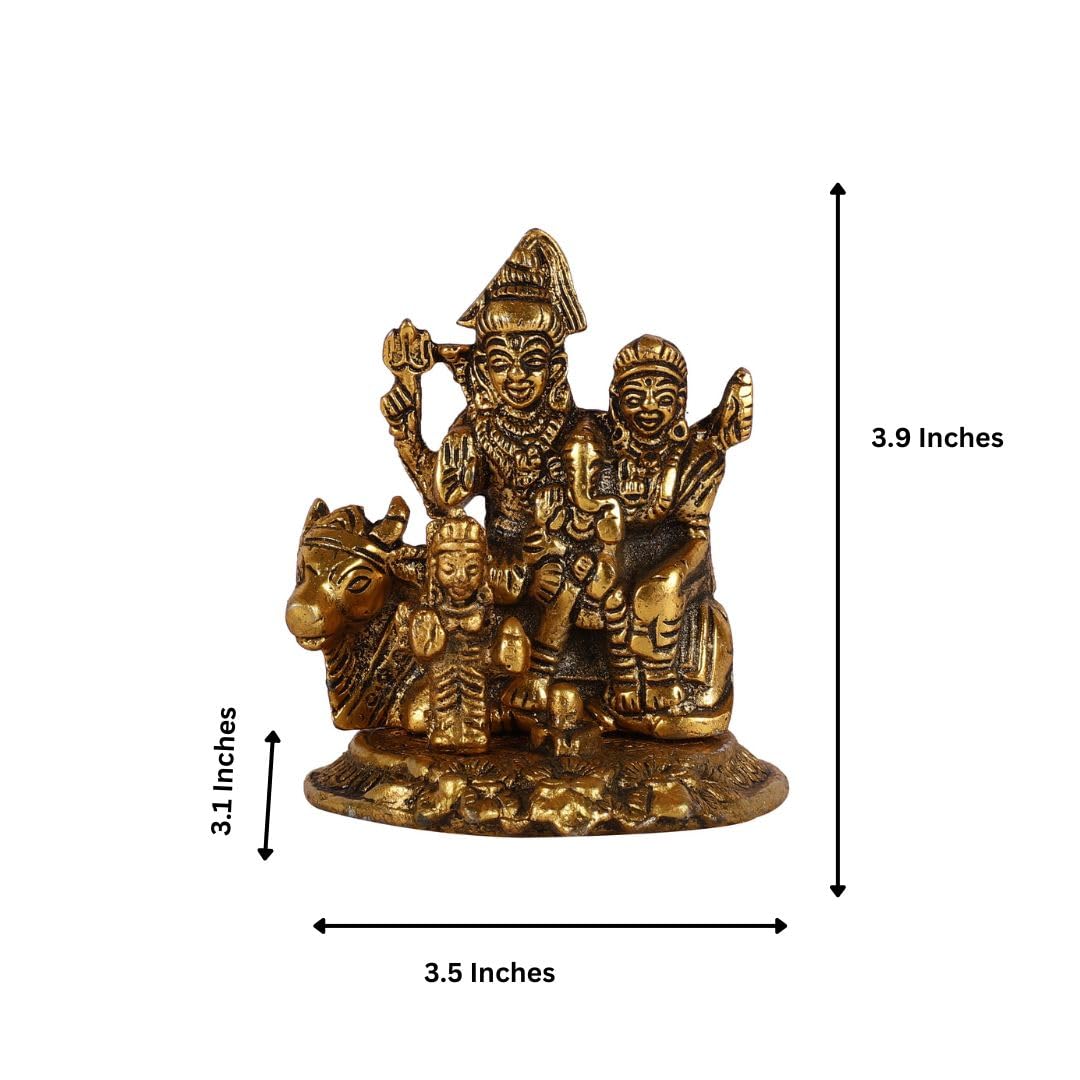 Purestory Lord Shiv Family Idol For Mandir Pooja | Religious Idol Figurines | Shiv Parivar Murti | Car Dashboard | Ganesh Idol F